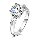 【中古】【輸入品・未使用】espere スターリングシルバー 2カラット CZ バゲット ラウンド ソリティア 婚約指輪 ブライダル ウェディングジュエリー