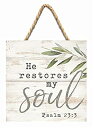 【中古】【輸入品・未使用】P Graham Dunn He Restores My Soul Psalm 23:3 Whitewash 18cm x 18cm Wood Pallet Wall Hanging Sign