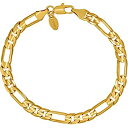 【中古】【輸入品・未使用】LIFETIME JEWELRY 7mm フィガロチェーンブレスレット 24Kゴールドメッキ 男女兼用 9 inches