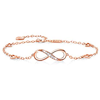 yÁzyAiEgpz(A-rose Gold) - Billie Bijoux Womens 925 sterling Silver Infinity Endless Love Symbol Charm Adjustable Anklet Bracelet Christmas' Day G