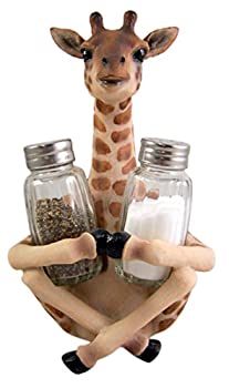 yÁzyAiEgpzGiraffe Salt and Pepper Shaker Holder 21cm (Shakers Included)