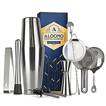 【中古】【輸入品・未使用】(Silver) - 11-piece Cocktail Shaker Bar Set: 2 Weighted Boston Shakers..