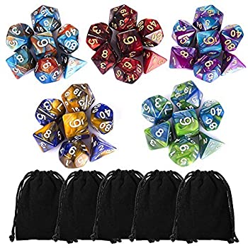 šۡ͢ʡ̤ѡCiaraQ 35 Pieces Polyhedral Dice%% Double-Colors Polyh...