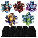 【中古】【輸入品 未使用】CiaraQ 35 Pieces Polyhedral Dice カンマ Double-Colors Polyhedral Game Dice with 5 Pack Black Pouches for RPG Dungeons and Dragons Pathfin