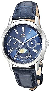 【中古】【輸入品・未使用】Orient メンズ 'Sun and Moon Petite' クォーツ ステンレススチール レザー ドレスウォッチ ブルー