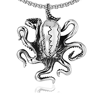 【中古】【輸入品・未使用】Fusamk ヒップホップチタンスチールオクトパスペンダントネックレス