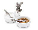 【中古】【輸入品 未使用】Vagabond家Song Bird DBL Salt Cellar with Pewter Featherスプーン