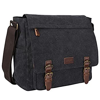 【中古】【輸入品・未使用】S-ZONE Vintage Canvas Messenger Bag School Shoulder Bag for 13.3-15inch Laptop Business Briefcase (Dark Gray) [並行輸入品]