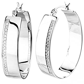 【中古】【輸入品・未使用】Vir Jewels 1/4カラットダイヤモンドフープイヤリング .925スターリングシルバー 1.50インチ 【中古】【輸入品・未使用】Vir Jewels 1/4カラットダイヤモンドフープイヤリング .925スターリングシルバー 1.50インチ