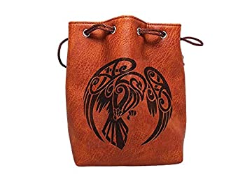 【中古】【輸入品・未使用】Brown Leather Lite Large Dice Bag Raven Design - Brown Faux Leather Exterior Lined Interior - Stands up on its Own Holds 400 16mm Polyh