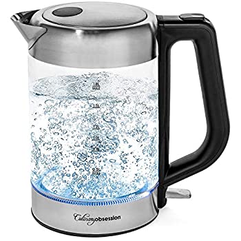【中古】【輸入品・未使用】[Culinary Obsession] [電気湯沸かし器Electric Kettle | BPA Free with Borosilicate Glass & Stainless Steel - 1.8 Liter Rapid Boil Cordles