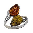 【中古】【輸入品・未使用】HolidayGiftShops スターリングシルバーとバルティックマルチカラー アンバーリング チューリップ