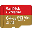 【中古】【輸入品・未使用】microSDXC 64GB SanDisk サンディスク Extreme UHS-1 U3 V30 4K Ultra HD A2対応...