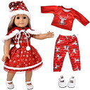 【中古】【輸入品・未使用】(New Christmas Clothes+shoes) - ebuddy 5pc Christmas Doll Clothes Sets Doll Shoes 46cm Dolls Includes American Girl%カンマ% Journey Girl D