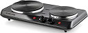 【中古】【輸入品 未使用】Ovente 6 7 Inch Double Hot Plate Electric Cast Iron Stove カンマ Portable 1700 Watt Cooktop Countertop Cooking Burner with Temperature