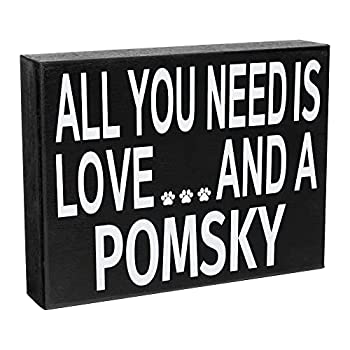 【中古】【輸入品・未使用】JennyGems Pomskyサイン 木製 - All You Need is Love and a Pomsky Moms Pomsky Lovers Pomskyアクセサリー Pomskyギフト Pomsky犬 シェルフニ
