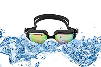 【中古】【輸入品・未使用】SLS3 スイミングゴーグル 曇り止めレンズ付きミラー水泳ゴーグル シリコンフレーム トライアスロン UV保護 大人用保護ケース 男女兼用 耳栓