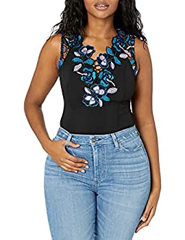 【中古】【輸入品・未使用】Guess | Floral-Applique Lace-Trim ボディースーツ | Jet Black Multi | S 【中古】【輸入品・未使用】Guess | Floral-Applique Lace-Trim ボディースーツ | Jet Black Multi | S