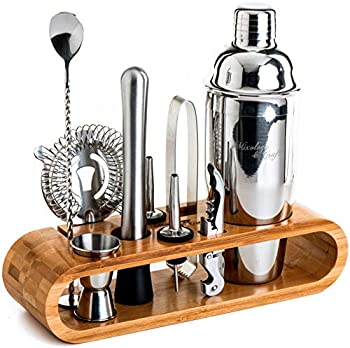 (Set of 10) - Mixology Bartender Kit: 10-Piece Bar Tool Set with Stylish Bamboo Stand - Perfect Home Bartending Kit and Cocktail Shaker