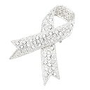【中古】【輸入品・未使用】Rosemarie Collections レディース クリスタル装飾 アウェアネス リボンブローチピン クリア