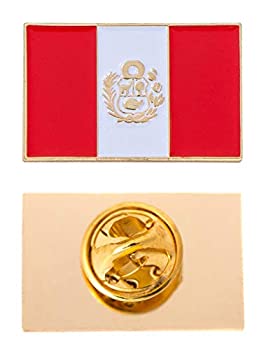 【中古】【輸入品・未使用】ペルー国旗ラペルエナメル 金属製 お土産ハット メンズ/レディース 愛国的 (長方形ピン)