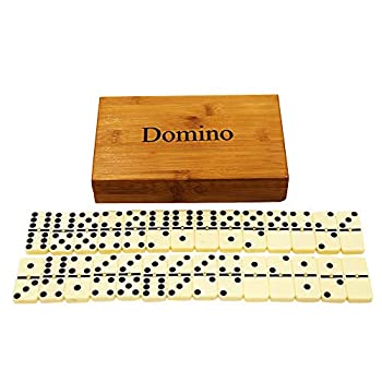 【中古】【輸入品・未使用】TRLYC Black Point Double 6 Mexican Train 28Pcs Dominoes Mexican Train Domino Game with Bamboo Box