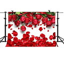 【中古】【輸入品・未使用】MME 10X7フィート ホワイト背景 ロマンチック レッドローズの花びら スイート16パーティー写真ブース小道具 背景幕 LFME403