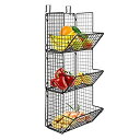 【中古】【輸入品 未使用】Hanging fruit basket rustic shelves Metal Wire 3 Tier Wall Mounted / over the door organizer Kitchen Fruit Produce Bin Rack Bathroom To