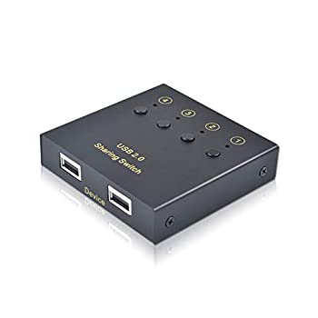 eKL USB Switch Selector 4 Computers in Sharing 2 USB Devices Out Controller USB 2.0 Peripheral Switcher Box Hub for Mouse Keyboard PCs