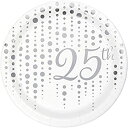 【中古】【輸入品・未使用】Creative Converting 339892 スパークル&シャイン シルバー 25周年記念デザートプレート 7インチ