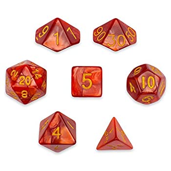 【中古】【輸入品・未使用】Wiz Dice 7 Die Polyhedral Dice Set - Dragon Scales (Red Pearl) with Velvet Pouch [並行輸入品]