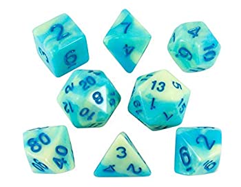 Paladin Roleplaying Blue and Yellow Dice - Expanded DND Set with Extra D20 - 'Blue Mist' 