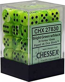 šۡ͢ʡ̤ѡChessex Dice d6 Sets: Vortex Bright Green with Black - 12...