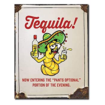 【中古】【輸入品・未使用】メタルサイン 「Tequila - Pants Optional 」# 2225 テキーラ 縦40.5×横31.7cm [並行輸入品]