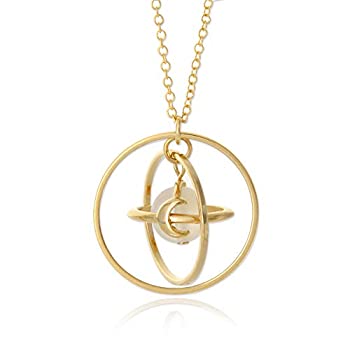 【中古】【輸入品・未使用】LAONATO サークルプラネットネックレス 月と星 20インチ%カンマ%