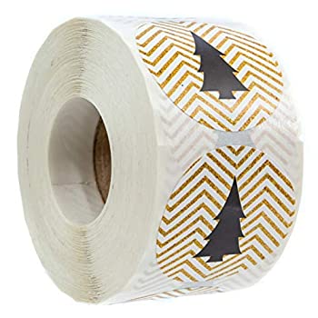 【中古】【輸入品・未使用】Black & Gold Christmas Tree Christmas Stickers/500 Christmas Tags/Holi..