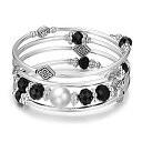 【中古】【輸入品・未使用】ラップバングル レイヤードクリスタルブレスレット ? ファッションジュエリービーズブレスレット 女性や女の子へのギフトに ブラック