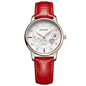 Watches - 【中古】【輸入品・未使用】KICADN レディース腕時計 カジュアルファッションレザー 防水腕時計 レディース JSL2028 レッド