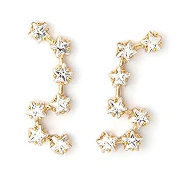 【中古】【輸入品・未使用】LAONATO キュービックジルコニア ビッグディッパー 星座 イヤークライマー イヤリング メッキ真鍮