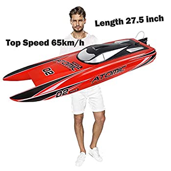 【中古】【輸入品・未使用】超大型リモコン高速ボート65KM / H車成人14歳以上RC大型船体長27.6インチブラシレスモーター機能（黄色、赤、ランダムに送信された）(3)
