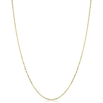 【中古】【輸入品・未使用】Kooljewelry 14K イエローゴールド フォルゼンチン チェーンネックレス (0.5 mm 18インチ)