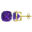 【中古】【輸入品・未使用】Belinda Jewelz レディース 14k 7mm クッション スパークリング 誕生石 スタッド イヤリング パープル