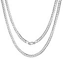 【中古】【輸入品・未使用】ChicSilver 2.8mm/5mm ソリッド925スターリングシルバー キューバリンクカーブ/フィガロチェーンネックレス レディ...