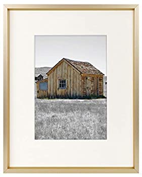 【中古】【輸入品・未使用】Golden State Art%カンマ% 8x10 Classic Satin Aluminum Landscape Or Portrait Table-Top Photo Frame with Ivory Color Mat for 5x7 Photo & Real