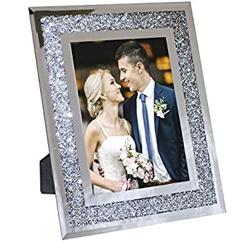 【中古】【輸入品・未使用】Decorative Picture Frame 8%ダブルクォーテ%x10%ダブルクォーテ% Photo Holder Glass Mirror with Sparkling Crystal Boarder. Use Standing with Include