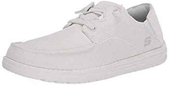 yÁzyAiEgpzSkechers Men's MELSON-VOLGO Canvas Slip ON Moccasin%J}% White%J}% 9.5 Medium US