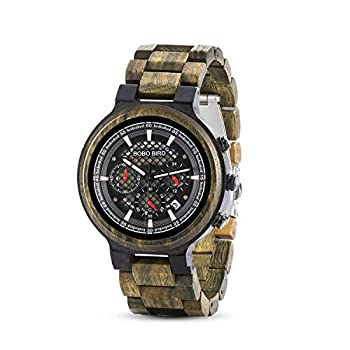 BOBO BIRD S22 ハンドメイド 木製腕時計 クォーツ アナログムーブメント 日付 腕時計 メンズ