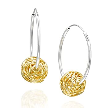 【中古】【輸入品・未使用】Stera Jewelry 925シルバー 30mm エンドレスフープイヤリング 14Kゴールドメッキ 装飾ボール型ビーズ 【中古】【輸入品・未使用】Stera Jewelry 925シルバー 30mm エンドレスフープイヤリング 14Kゴールドメッキ 装飾ボール型ビーズ