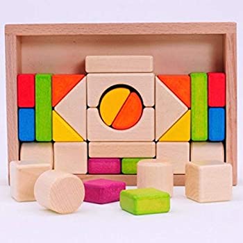 【中古】【輸入品・未使用】Ms.0 モンテッソーリ 木製 積み木 30pcs 日本国内安全検査済・輸入許可済 木のおもちゃ 天然 カラー