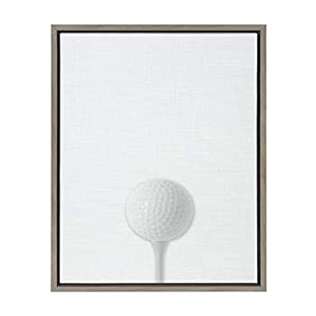 【中古】【輸入品・未使用】DesignOvation Sylvie Golf Ball Portrait Framed Canvas Wall Art%カンマ% 18x24 Gray%カンマ% Sporty Wal..